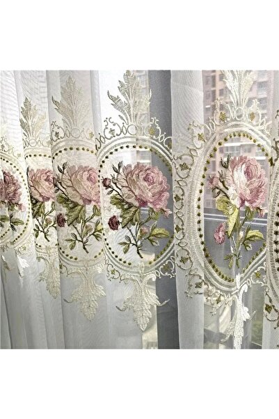 Choice Rod Pocket W132cmXH 213cm 1PC Peony tulle American Luxury Peony Embroi...