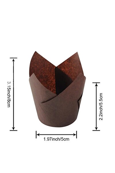 Choice 50PCS brown 50PCS Tulip Cake Paper Cup Flame Cup Baking Household Cake...