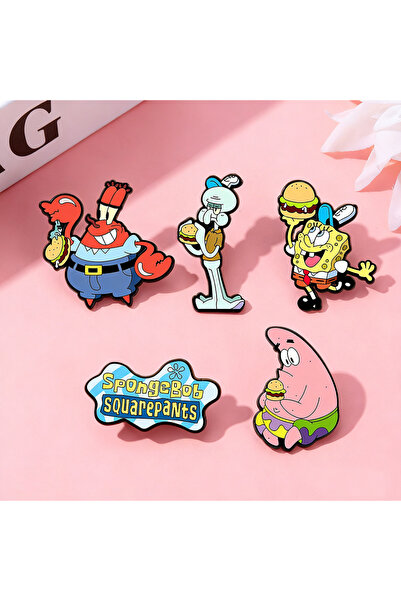 choice2 5Pcs New SpongeBob SquarePants Enamel Pins Set Cute Cartoon Patrick P...