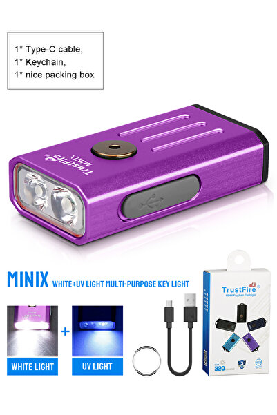 Choice Li-Polymer Battery purple wihte and UV Trustfire Minix Mini EDC Flashl...