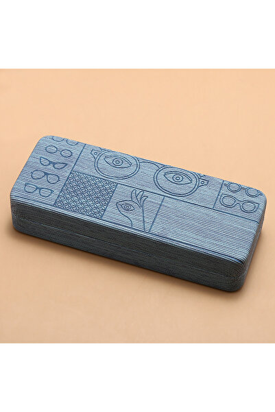 Choice1 Blue 1pc Geometric Pattern Glasses Case Portable Stylish Square Eyewe...