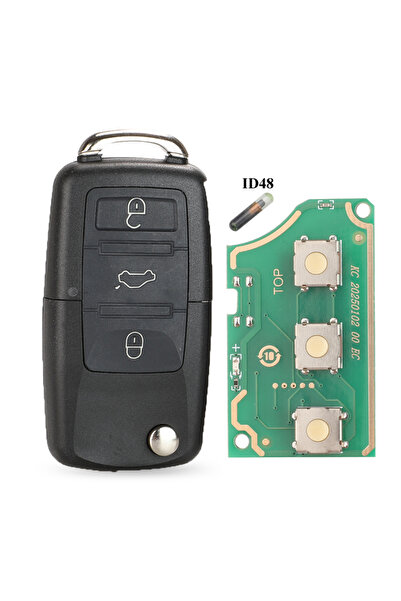 Choice5 Full key with Chip 1J0959753AH jingyuqin 3 Button Flip Remote Car Key...