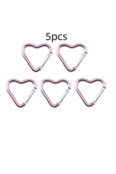 Choice43 pink-5pcs Outdoor Carabiner Heart Shape Keychain Clip Aluminum Alloy...