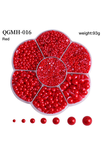 Choice11 QGMH-016 Colorful Pearl Beads Nail Mixed Size Flatback Half Round Pe...