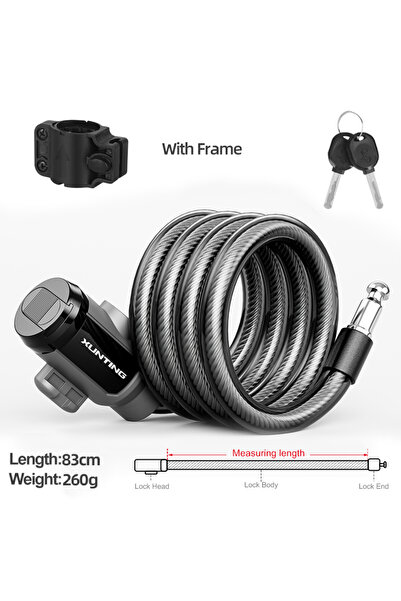 Choice with bracket 83cm Xunting 83cm 104cm Bike Cable Lock Key Fixed Secure ...