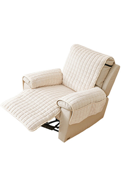 Choice 53 x 190cm Beige Recliner Sofa Protector Cover with Armrests Pockets A...