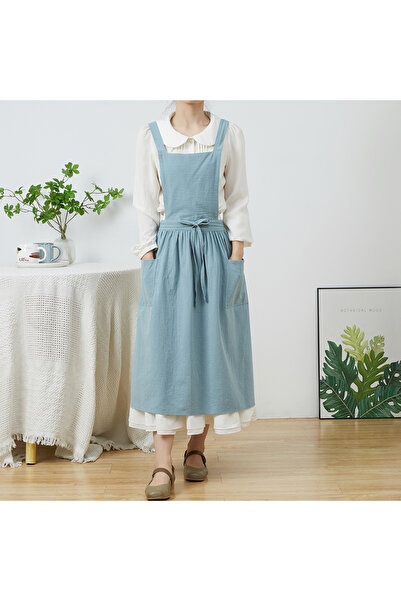 Choice 3 Brief Nordic Wind Pleated Skirt Cotton Linen Apron Women Girls Vinta...