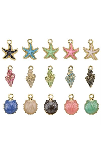 Choice mix 15pcs 30/50pcs Of Random Dripping Oil Pearlescent Conch Shell Star...