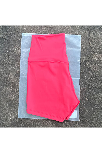 Choice19 M Honey Peach Red Women Sports Shorts High Waist Yoga Shorts Slim Fi...