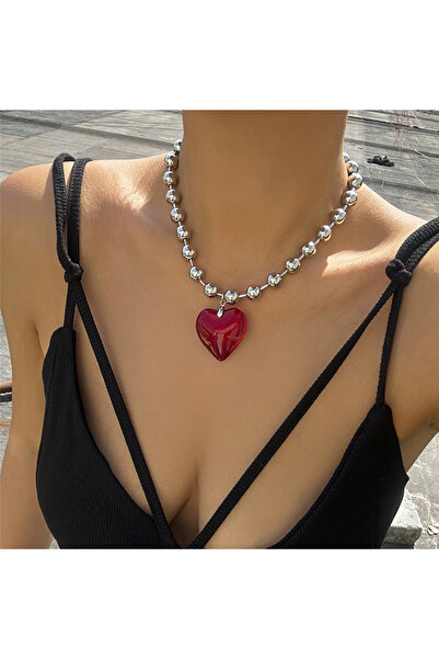 Choice3 Red Color 6 Colors Hip Hop Colorful Love Heart Pendant Necklace Women...