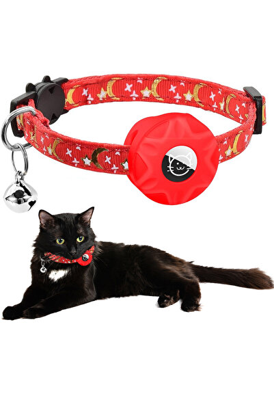 Choice Airtag not included Red for Tag Cat Collar, Reflective Kitten Collar w...