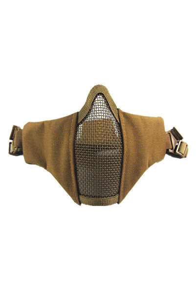 Choice6 TAN Tactical Half Face Mask Foldable Metal Mesh Double Ribbon Adjusta...