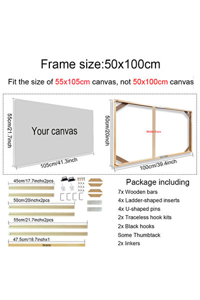 Choice 50x100cm Various Sizes Canvas Frame Wooden Frames Natural Wooden Photo...