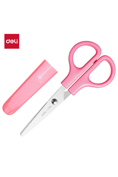 Deli Pink Safty Scissors for Kids Student DIY Paper Scissors 122mm With Sleev...