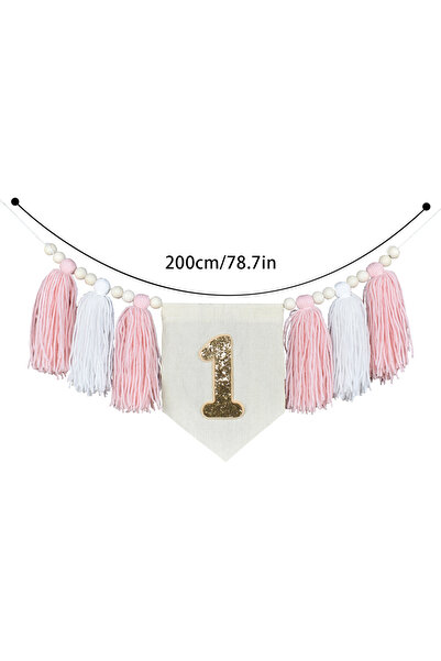 Choice Pink 1pc 1st Birthday High Chair Banner Handmade Boho Yarn Tassel Bann...