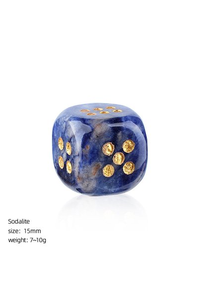 Choice5 15mm-1pc Sodalite 1pc Natural Stone Crystal Dice Beads Casual Board G...