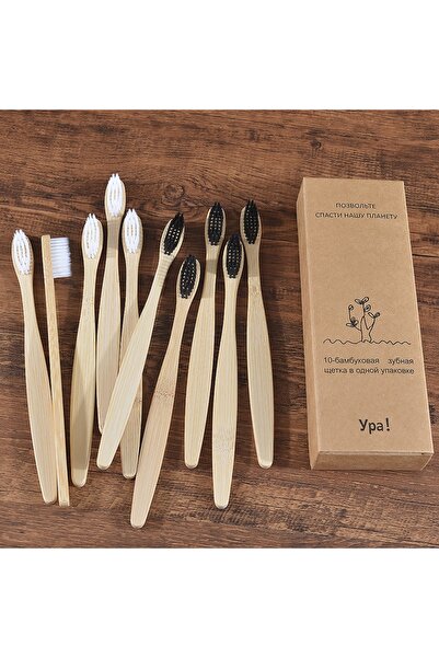 Choice13 5 black 5 white 10Pcs Colorful Toothbrush Natural Bamboo Tooth Brush...