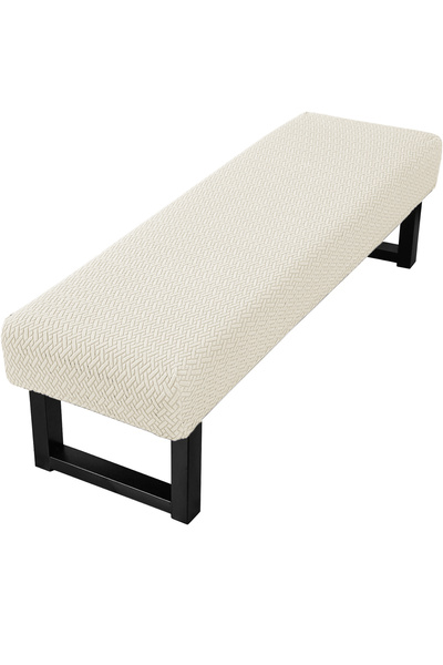 Choice Beige Stretch Jacquard Dining Bench Cover Living Room Anti-Dust Remova...
