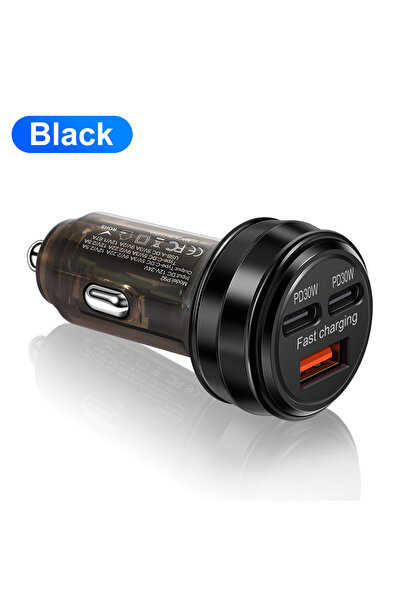 Choice4 P92 Black 80W Fast Charger 3 Ports PD USB Car Charging Mobile Phone T...
