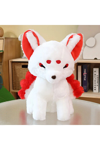 Choice 38cm Red 38cm Simulation Fat White Nine-Tailed Fox Plush Toy Stuffed F...