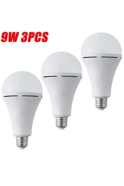 Choice مجموعة من 3 مصابيح طوارئ LED فائقة السطوع وموفرة للطاقة بقوة 9 واط، قا...