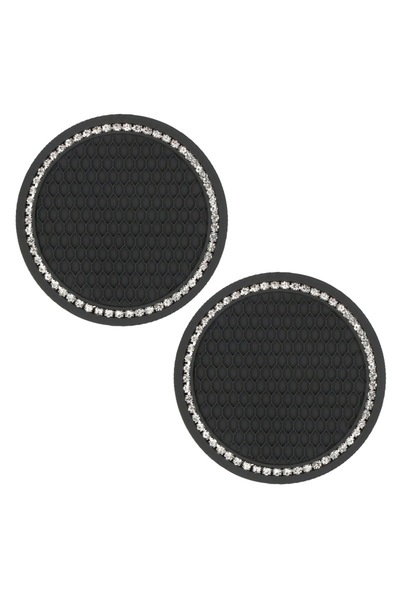 Choice 2PC-Black-diamond 2Pcs Car Bling Rhinestone Cup Holder Drink Pad Inter...