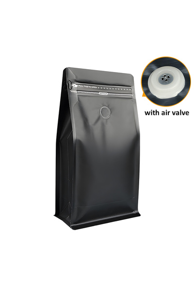 Choice9 13x20cm black with valve 50pcs High Quality Flat Bottom Coffee Bags w...