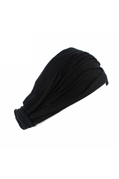 Choice7 Size fits all black New Summer Women Solid Cotton Headband Elastic Wi...