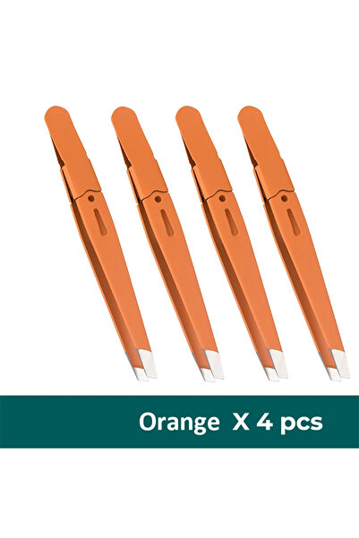 Choice12 Orange 4pcs Eyebrow Tweezer Colorful Hair Beauty Fine Hairs Puller S...