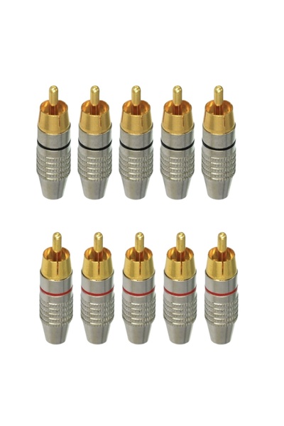 Choice 10pcs 10Pcs RCA Male Plug Solder Gold Audio Video Cable Adapter Connec...