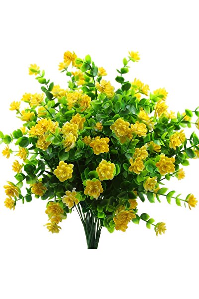 Choice 4pcs yellow 4pcs Artificial Flowers UV Resistant Greenery Plants for G...