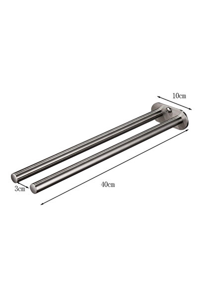 Choice 40cm Double Holder Silver Bathroom Towel Rack Stainless Steel Holder W...