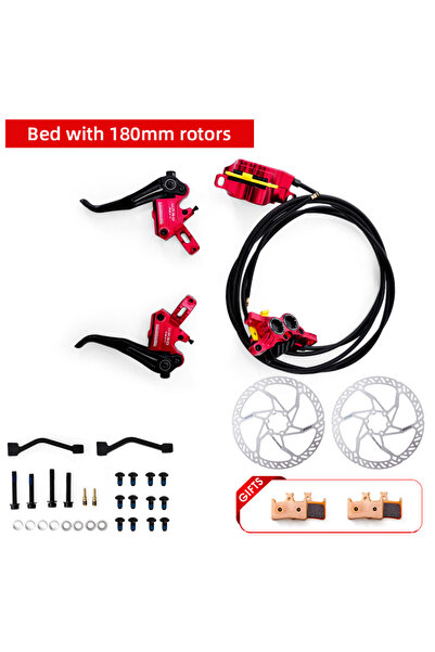 Choice Red with rotors 2025 ONIRII IIIPRO R2X4 MTB Hydraulic Disc Brake 4 Pis...