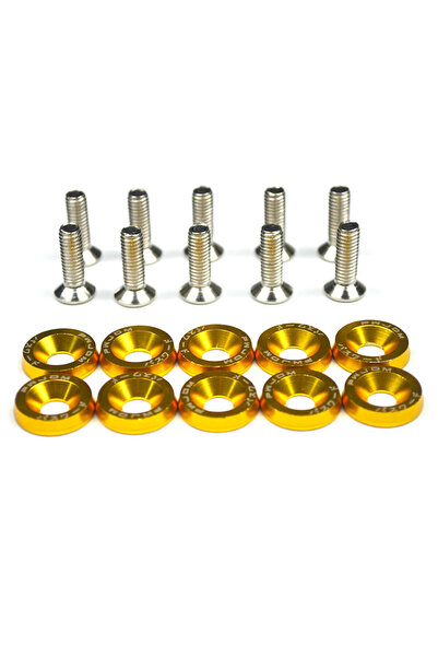 choice2 Gold 10pcs Car Modified Hex Fasteners Fender Washer Bumper Engine Con...