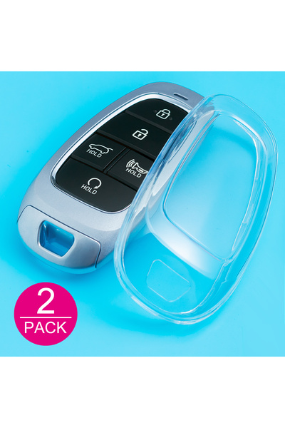 choice2 2x Key Case (Clear) Slim Car Key Fob Case Cover Keychain Ring For Hyu...