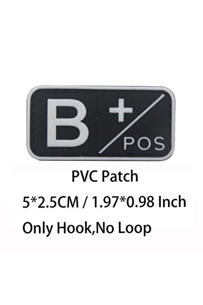 Choice39 02-White B POS Small Patch with Hook,PVC Blood Type A B AB O POS NEG...