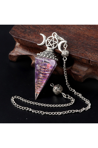 Choice Amethysts 54x24mm Natural Stone Crystal Reiki Pendulum Three Phases Mo...