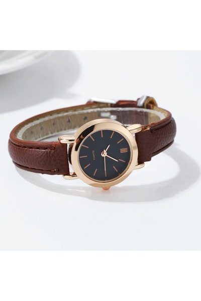 NOTHING A Brown Black Women's Watch Fashion Small Arabic Quartz Watches Leath...