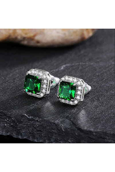 Choice E671 Huitan Rectangle/Square Green Cubic Zircon Stud Earrings Women El...