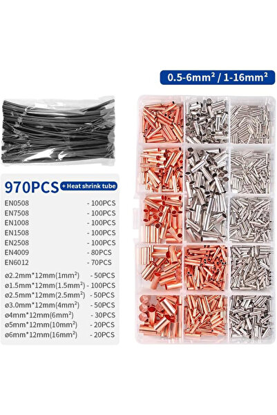 Choice3 970pcs PZ0.5-16 Crimping Tool GT Copper EN VE Connector 0.25-2.5 Crim...