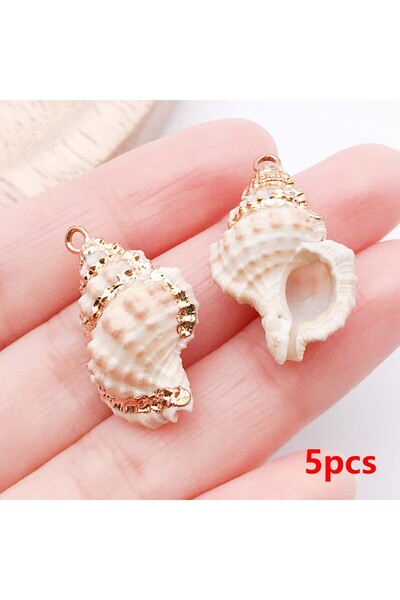 Choice12 Style 3 5pcs Natural Seashell Charms Beach Conch Pendants for DIY Br...