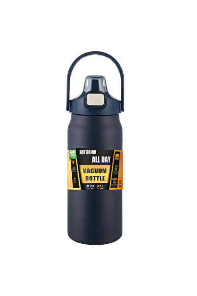 Choice 800ml Dark Blue Portable Thermos with Straw 304 Stainless Steel Therma...