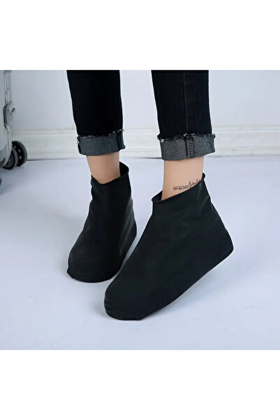 Choice M Black 1Pair Reusable Latex Waterproof Rain Shoes Covers Slip Resista...