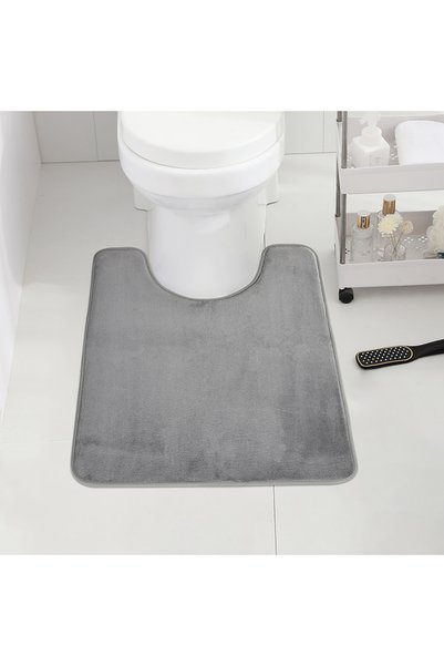 Choice 50cm x 60cm Grey U-SHAPE Bathroom Floor Mat Toilet Mat Anti-slip Bathr...
