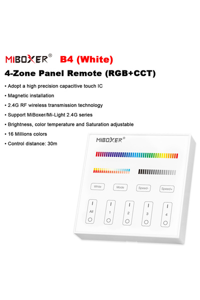 Choice B4-W Miboxer B4 2.4GHz Smart 4-Zone 86Touch Panel Adjust Brightness Ti...