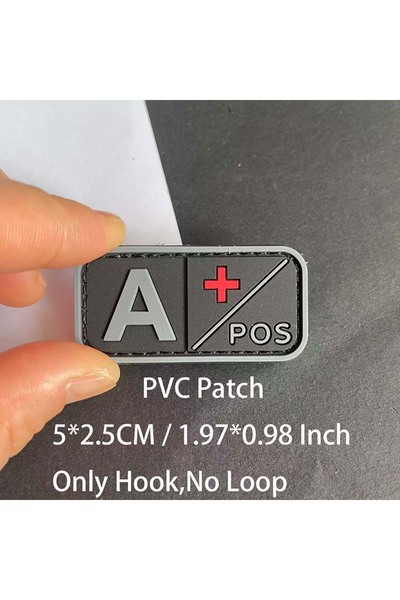 Choice32 09-Gray A POS Small Patch with Hook,PVC Blood Type A B AB O POS NEG ...