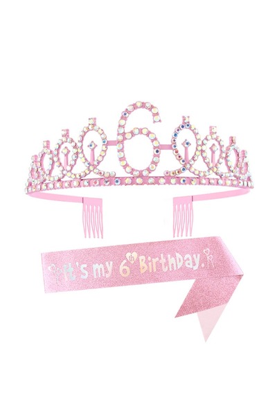 Choice15 6 It's My 3 6 7 8 9 10 Birthday Sash and Rhinestone Tiara Crown Pink...