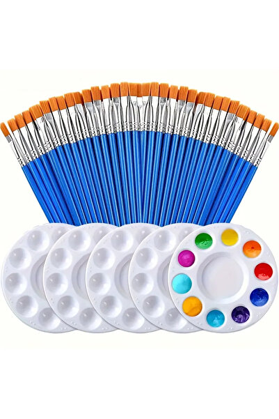 Choice 35pcs value pack Paint Brushes Palettes Set 30pcs Flat Nylon Hair Arti...