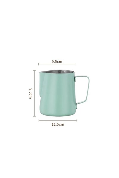 Choice7 600ML Light Green Coffee Milk Frother Jug with Scale 304 Stainless St...