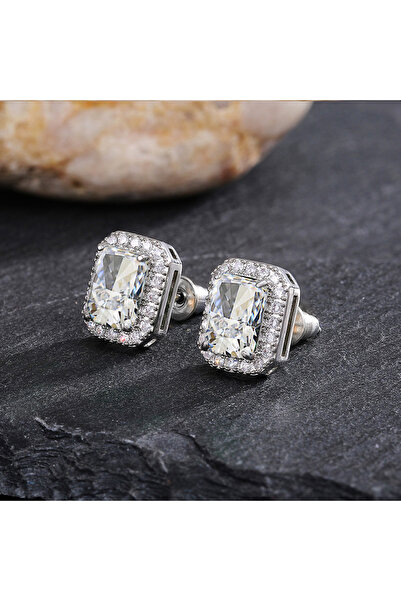Choice E798 Huitan Rectangle/Square Green Cubic Zircon Stud Earrings Women El...